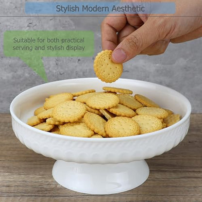 EIKS Ceramic Footed Bowl Display Stand Plate, (Dia. 8-inch) - size: Dia. 8-inch