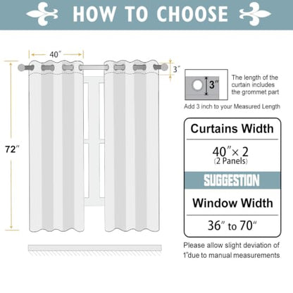ChrisDowa Sage Green Blackout Curtains 72 Inches Long 2 Panels for Bedroom - color: Sage Green, size: 40"W x 72"L (Pack of 2)