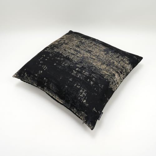 THE-TINOART Pack of 2 Modern Black and Gold Throw Pillow Covers 18x18, Textured Jacquard Woven with Metallic Threads, Luxury Pillow Covers for Couch Sofa Bed - color: Black Ember, size: 18" x 18" (Pack of 2)