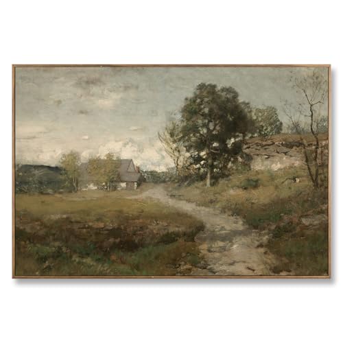 ElfLuna Framed Canvas, Vintage Rural Path Farmhouse Landscape Print | Vintage rural path framed canvas. Farmhouse style, HD print, solid frame, ideal decor for living room, bedroom and bathroom - color: Country Lane, size: 36"L x 24"W