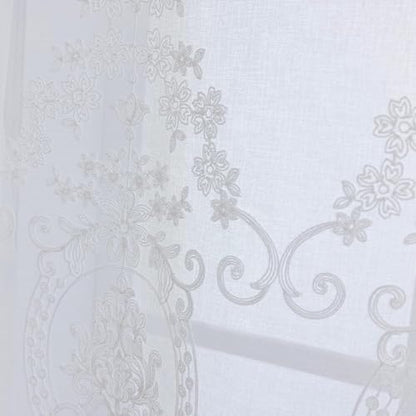 Sheer Embroidered Tie Up Curtains for Bathroom Lace 42 x 63 Inch - size: 42"W x 63"L (Pack of 1)