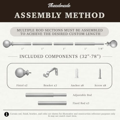 Serena Single Curtain Rod with Contemporary Cap Finial, Soft Gold - 32"W x 78"L - color: Soft Gold, size: 32"W x 78"L