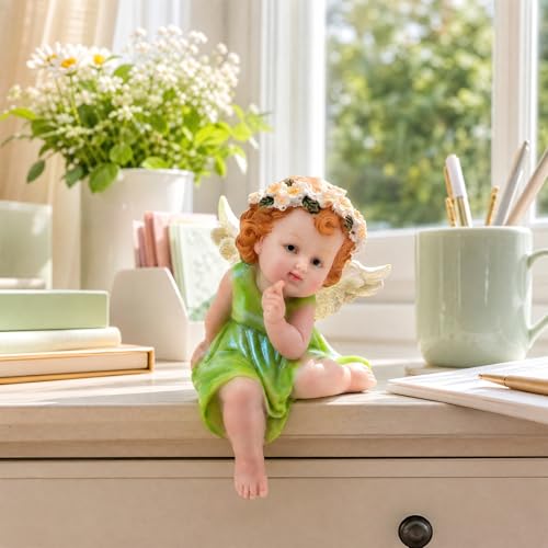 XJar Resin Garden Fairy Figurine, Sitting Hand Painted Yard Decor Statue - color: Fairy - Sitting Posture