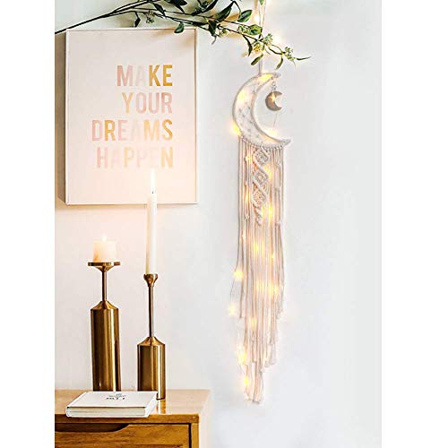 Dremisland Boho Macrame Wall Hanging Moon Dream Catcher Bedroom Door Decor