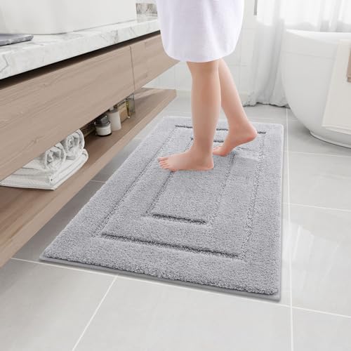 Buganda Microfiber Bathroom Rugs 36x24, Soft Shaggy Absorbent Bath Rugs - color: Grey, size: 36" X 24"