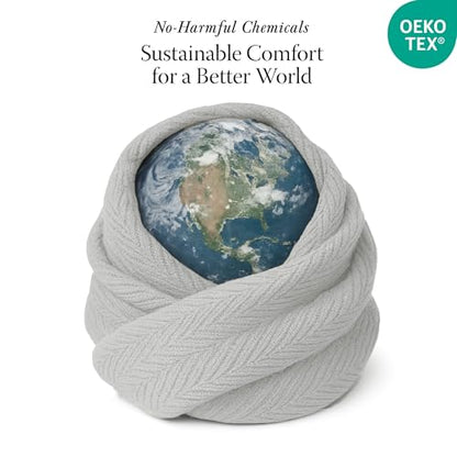 Threadmill Luxury 100% Cotton Queen Herringbone Blanket, Light Grey - color: Light Grey, size: Queen (90" x 92")