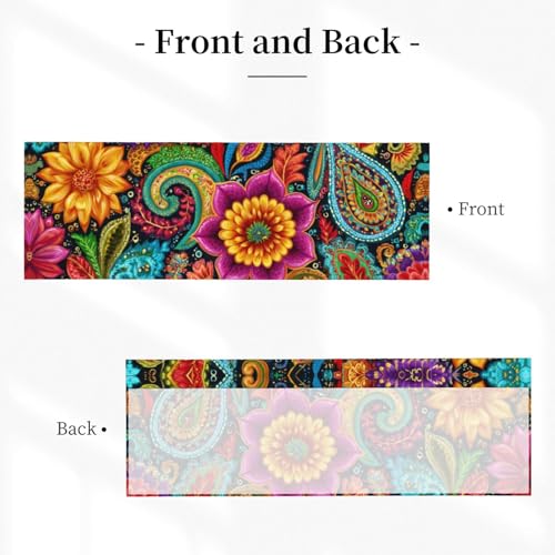 Worltoldb Boho Floral Curtain Valance Short Rod Pocket Window Treatment for Living Room Bedroom Kitchen Bathroom 1 Panel 54" W x 18" L - color: Boho Floral