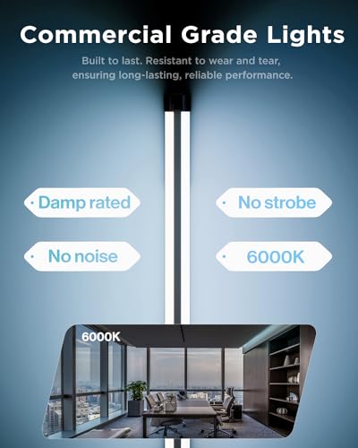Sunco 6 Pack LED Shop Lights 4FT, Plug in Linkable, Black, 40W=150W - color: Black 6k