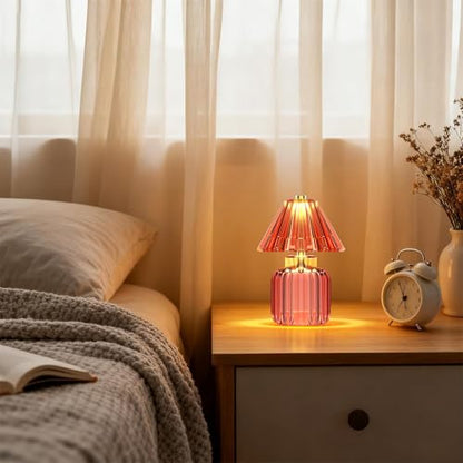 Small Battery Operated Lamp with Timer, Jelly Red - color: Jelly Red