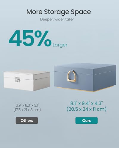 SONGMICS 2-Layer Jewelry Box with Handle, Removable Tray, Floating Effect - color: Misty Blue