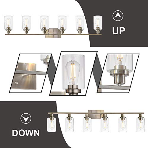MELUCEE Modern Bathroom Vanity Light Fixtures 6-Light Brushed Nickel - color: Brushed Nickel, size: 6-Light