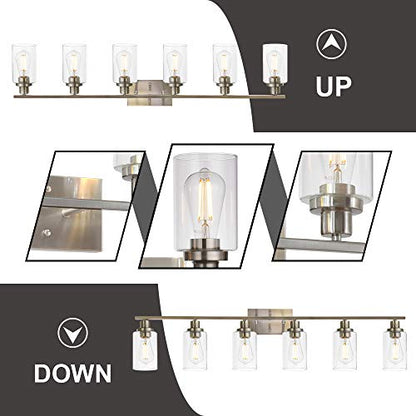 MELUCEE Modern Bathroom Vanity Light Fixtures 6-Light Brushed Nickel - color: Brushed Nickel, size: 6-Light