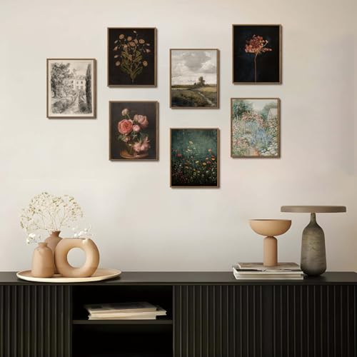Moody Botanical Flower Canvas Wall Art 8x10 inch - color: Radish flower, size: 8"x10" Natural