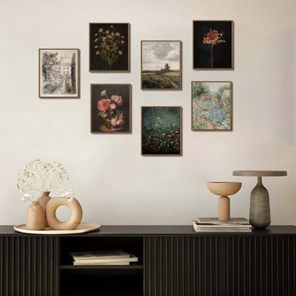 Moody Botanical Flower Canvas Wall Art 8x10 inch - color: Radish flower, size: 8"x10" Natural