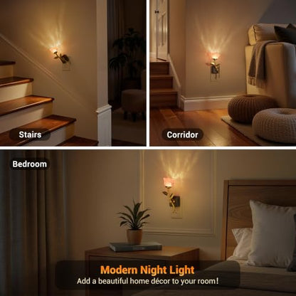 JandCase Night Light, Night Lights Plug into Wall, Rose Crystal Nightlight - color: Rose