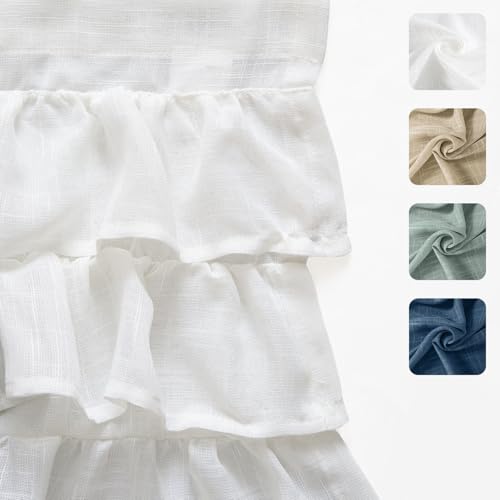 jinchan Ruffled Kitchen Window Valance Curtain, 18 Inch, 1 Panel, White - color: 3-tier Ruffle | White, size: 50"W x 18"L (Pack of 1)