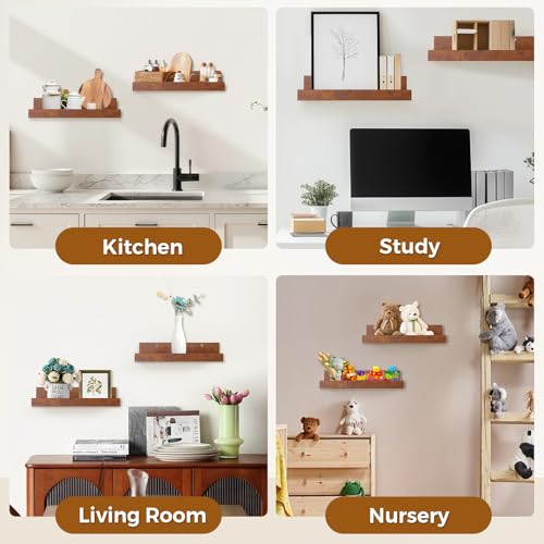 Muzilife 45.3" Large Floating Shelves Wood Wall Shelf with Lip, 2Pcs, Honey - color: Honey, size: 45.3"