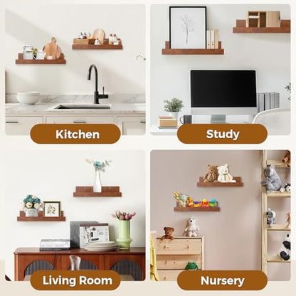Muzilife 45.3" Large Floating Shelves Wood Wall Shelf with Lip, 2Pcs, Honey - color: Honey, size: 45.3"