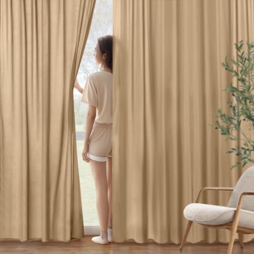 MIULEE Brown Semi Sheer Privacy Curtains Drapes 2 Panels 52W x 72L - color: Brown, size: 52"W x 72"L (Pack of 2)