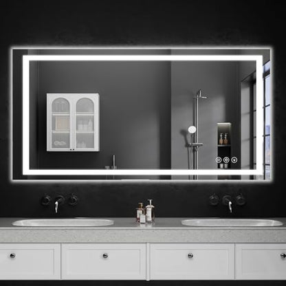 50"x30" LED Bathroom Mirror with Lights, Dimmable，Anti-Fog，Bathroom Vanity Mirror for Wall, Backlit + Front Lit, Memory Function, Shatter-Proof，Tempered Glass - size: 30"L x 50"W