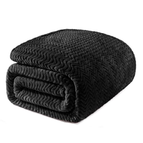 Exclusivo Mezcla Soft Fleece Blanket Twin Size for Bed, Sofa, Black - color: Black, size: Twin ( 90x66 IN )