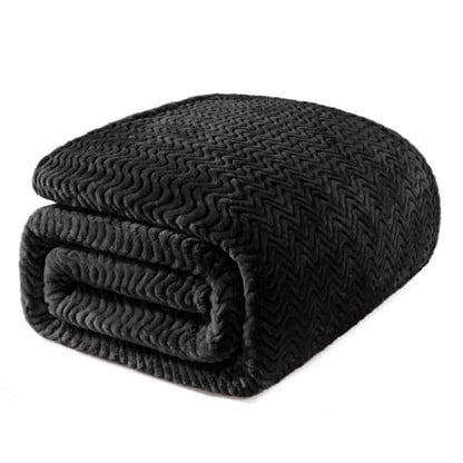 Exclusivo Mezcla Soft Fleece Blanket Twin Size for Bed, Sofa, Black - color: Black, size: Twin ( 90x66 IN )