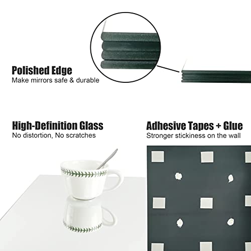 TRAHOME Home Gym Mirror Tiles for Wall, 12"x12"x4PCS Full Length Mirror - size: 12"x12" (4 PCS)