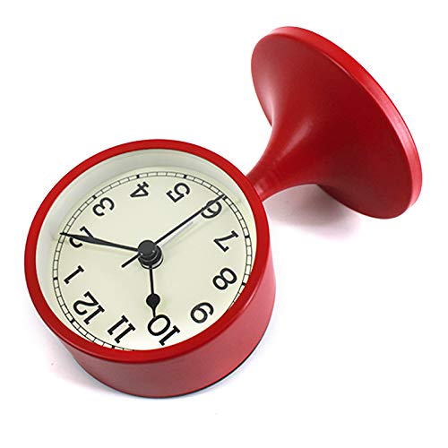 3" Round Quartz Analog Metal Alarm Clock Silent Non Ticking Desk Clock - color: Red