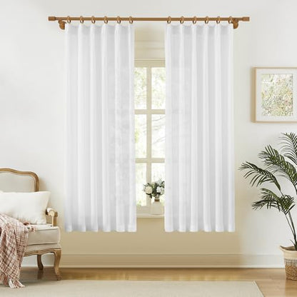 KangBang Pinch Pleated Sheer Curtains 72 Inches Long 2 Panels - color: White, size: 42"W x 72"L (Pack of 2)