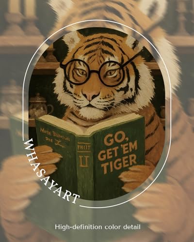 WHASAYART Framed Whimsical Funny Tiger Canvas Wall Art 12x16 Inch - color: Inspirational Tiger, size: 16"L x 12"W