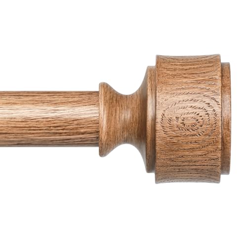 Wood Curtain Rod 36-153 Inch, Boho Faux Wood Grain Drapery Rods - color: Wood, size: 36"-153" (1 Pack)