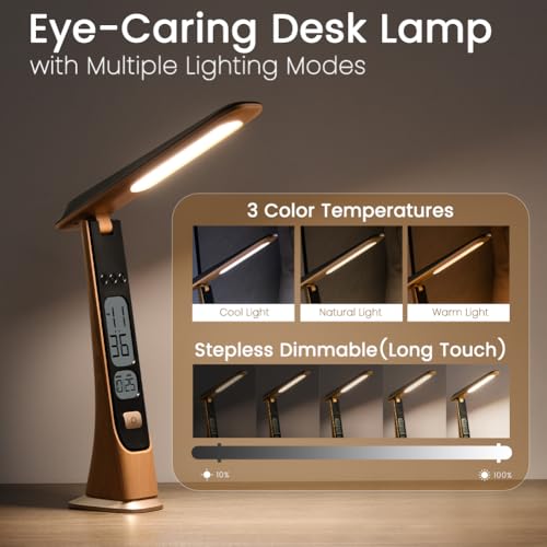 WILIT Rechargeable Lamps Cordless Table Lamp, Foldable Portable Desk Lamp - LED Battery Operated Lights with Stepless Brightness&Time Display for Office Lamp, Book Lights, College Dorm Essentials - style: Classic