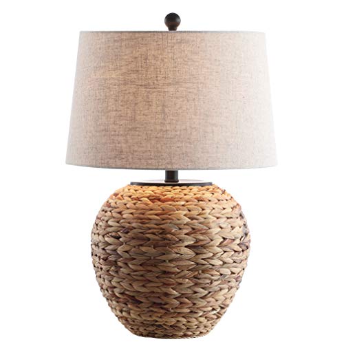 JONATHAN Y Alaro Table Lamp Woven Water Hyacinth Basket 24.5", Natural - color: Natural