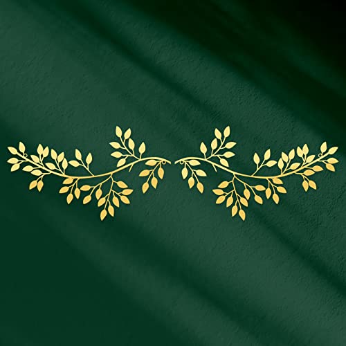 Hotop 2 Pieces Metal Tree Leaf Wall Decor Vine Olive Branch Leaf Wall Art Wrought Iron Scroll Sculptures Above the Bed, Living Room, Outdoor Decoration(Classic Style,Gold) - color: Gold, size: Classic Style