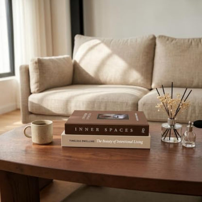 Linen Faux Decorative Books Hidden Storage Set of 2 for Coffee Table Shelf