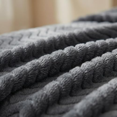 Exclusivo Mezcla Large Fleece Throw Blanket for Couch, Sofa, Dark Grey - color: Dark Grey, size: Throw ( 50x70 IN )