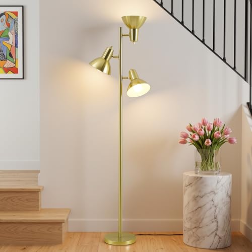 3 Light Floor Lamps for Living Room, 67" Tall Metal Modern Tree Floor Lamp - color: Gold