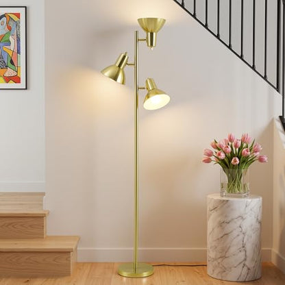 3 Light Floor Lamps for Living Room, 67" Tall Metal Modern Tree Floor Lamp - color: Gold