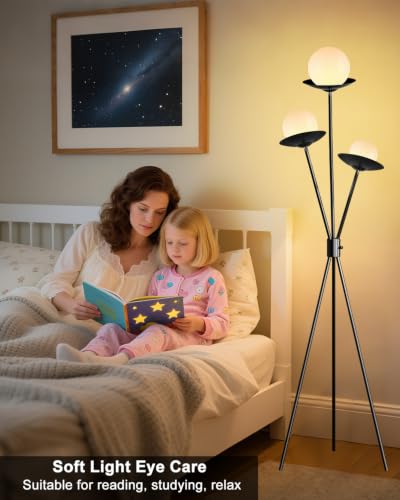 Lightdot Globe Floor Lamp with LED Bulbs Included, Dimmable Floor Lamps,Unique Modern Standing Tall Lamp for Bedroom Living Room/Sofa Beside/Corner Decor-Gold - color: Black-79D