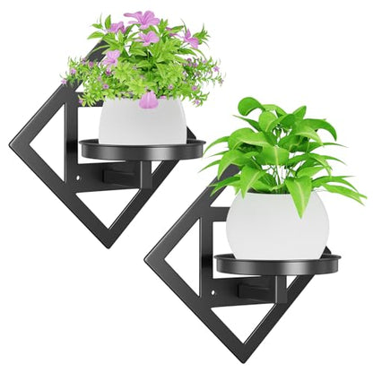 Metal Wall Plant Holder Flower Shelf 2Pcs Indoor Outdoor - color: Diamond shaped -2Pcs