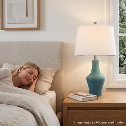 23" Farmhouse Ceramic Table Lamp Modern Bedside Lamps Matte Teal - color: 23.25" Single - Matte Teal