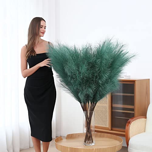 Wertuirk 8 Pcs 45 inch Tall Faux Green Pampas Grass Decor - color: Green