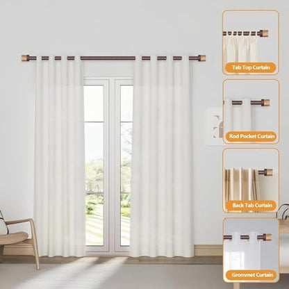 1 Pack Boho Rustic Adjustable Wood Curtain Rod 32-45 Inch, Bronze - color: Bronze, size: 32"-45"|1 PACK