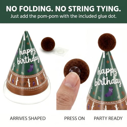 Pre-Assembled Mini Party Hats for Stuffed Animals, Birthday Hats for Kids - color: Pre-assembled Green