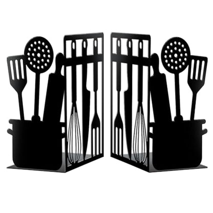 Peacoblue 5.5"x4.3"x8.3" Metal Bookends, Heavy Duty Book Ends for Shelves - style: Kitchenware and Pots