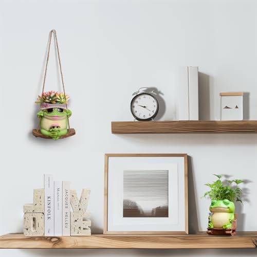 Saysmile Unique Resin Plant Hangers Outdoor Gift Ideas for Mother - color: Frog-green