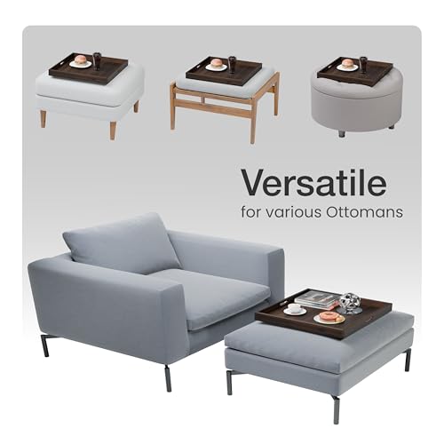 TIDITA 20" x 20" Square Wooden Ottoman Tray, Built-in Handles, Walnut Color - color: Walnut, size: 20" x 20" x 2.4"