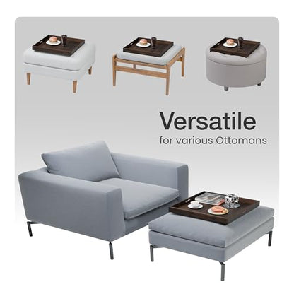 TIDITA 24" x 24" Square Wooden Ottoman Tray, Built-in Handles, Walnut Color - color: Walnut, size: 24" x 24" x 2.4"