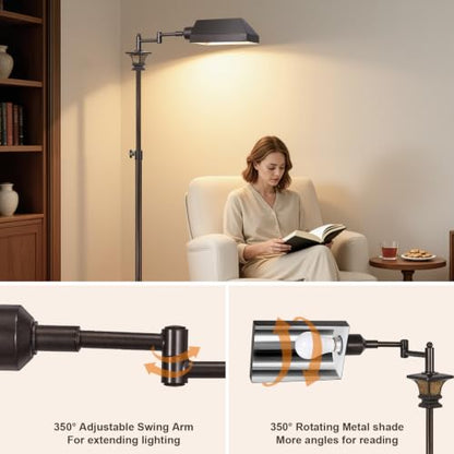 Scenekoy Adjustable Height Floor Lamp w/Remote for Living Room Bedroom