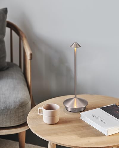 Modern Cordless Table Lamp Set of 2, Brushed Nickel LED Desk Lamps - color: Brushed Nickel (2 Pack)